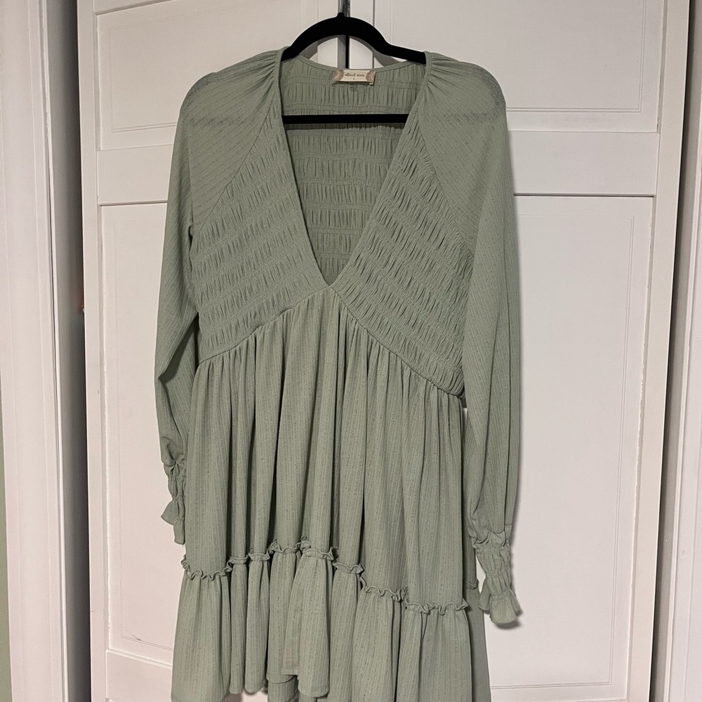 Sage Green Long Sleeve Dress